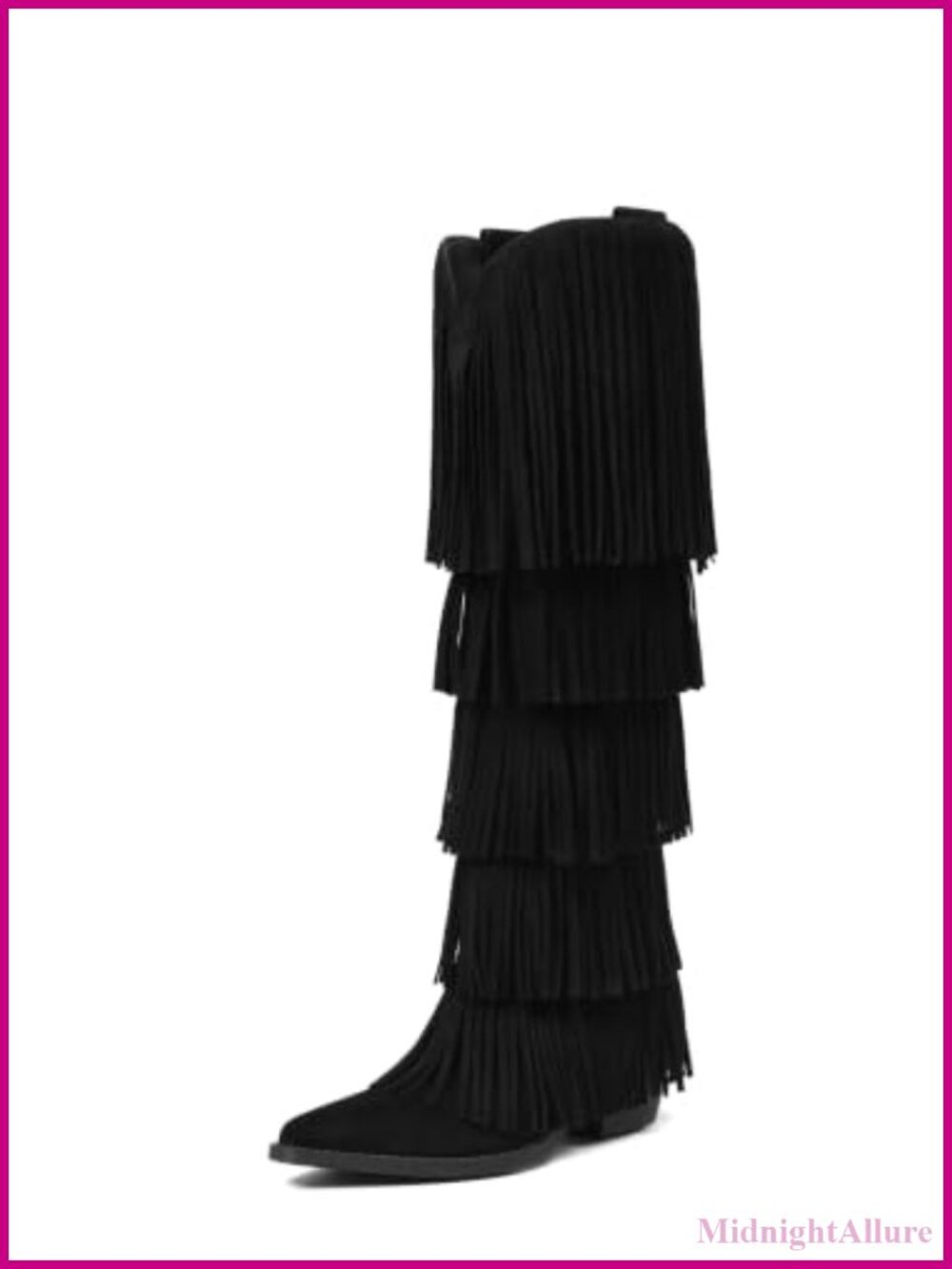 Style: Lyrisiphy brand wide calf knee high cowboy boots with fringe and pointed